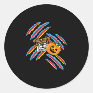 Bulldog Mom Halloween Pumpkin Classic Round Sticker
