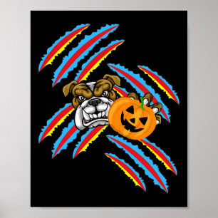 Bulldog Mom Halloween Pumpkin Poster