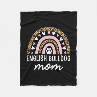 Bulldog Mom Mama Rainbow Leopard Mothers Day Bulld Fleece Blanket