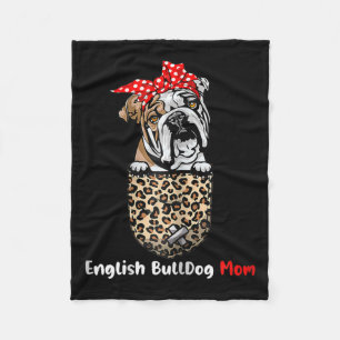 Bulldog Mom Pocket Bulldog Mom Mother's Day  Fleece Blanket