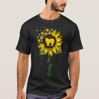 Bulldog Mom Sunflower English Bulldog Lover Gifts  T-Shirt