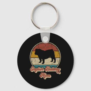 Bulldog Mom Women Dog Lover Gift Bulldog Vintage  Keychain