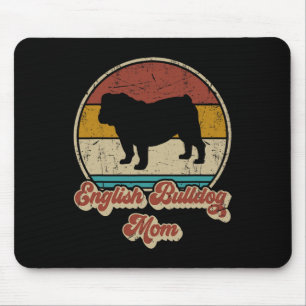 Bulldog Mom Women Dog Lover Gift Bulldog Vintage  Mouse Pad