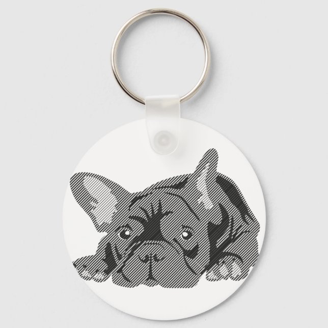Bulldog of Lines Keychain (Front)