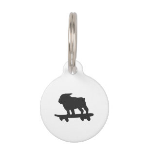 Bulldog on a skateboard - Choose background color Pet Tag