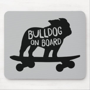 Bulldog on Board   Skateboarding Dog Silhouette Mouse Pad