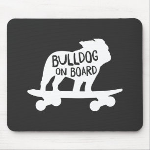 Bulldog on Board   Skateboarding Dog Silhouette Mouse Pad