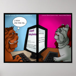 Bulldog Online Dating Funny Posters
