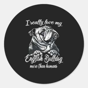 Bulldog Outfit Love My English Bulldog Classic Round Sticker