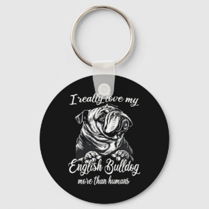 Bulldog Outfit Love My English Bulldog Keychain