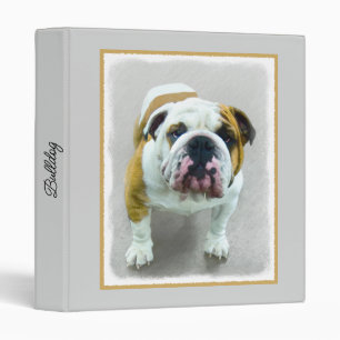 Bulldog Painting - Cute Original Dog Art Binder