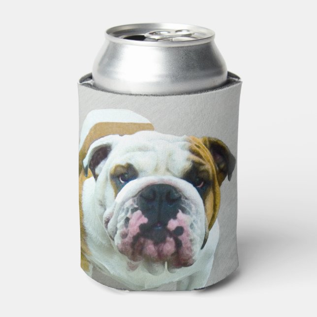 Bulldog Painting - Cute Original Dog Art Can Cooler (Can Front)