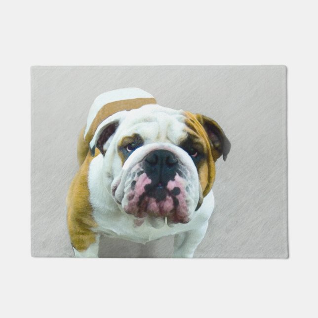 Bulldog Painting - Cute Original Dog Art Doormat (Front)