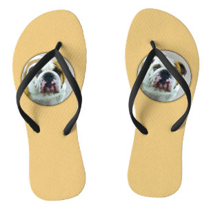 Bulldog Painting - Cute Original Dog Art Flip Flops