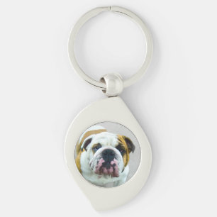 Bulldog Painting - Cute Original Dog Art Keychain
