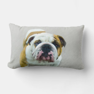 Bulldog Painting - Cute Original Dog Art Lumbar Pillow