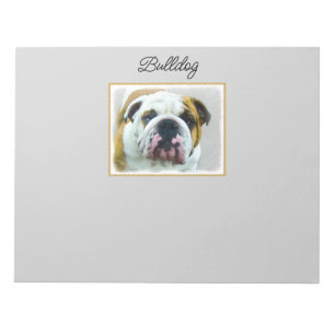 Bulldog Painting - Cute Original Dog Art Notepad