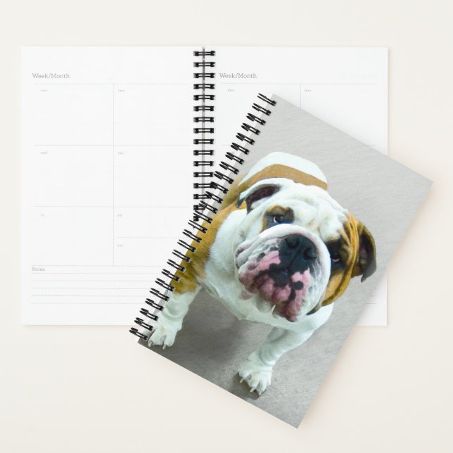 Bulldog Painting - Cute Original Dog Art Planner (Display)