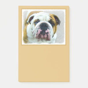 Bulldog Painting - Cute Original Dog Art Post-it Notes