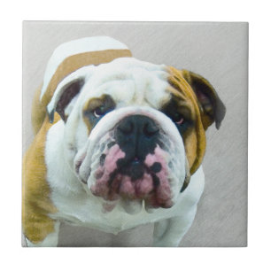 Bulldog Painting - Cute Original Dog Art Tile