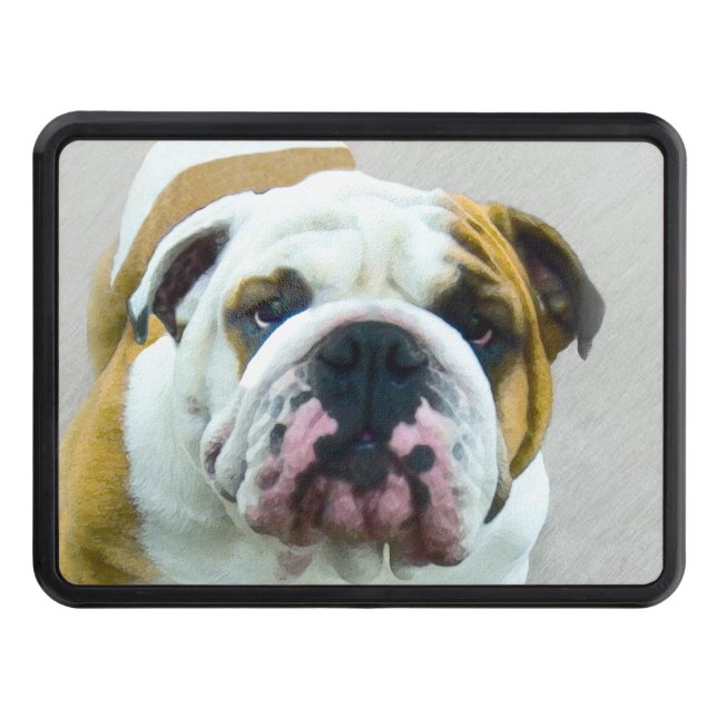 Bulldog Painting - Cute Original Dog Art Trailer Hitch Cover (Front)