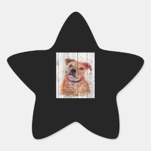 Bulldog Painting Gift Dog Lover Gifts Star Sticker