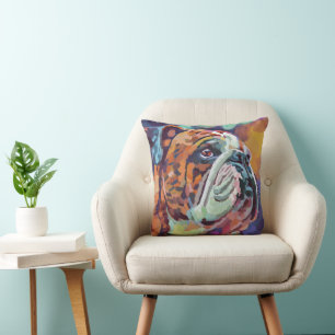 Bulldog Painting - Gift for Bulldog Lovers Throw Pillow