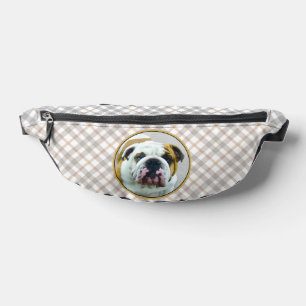 Bulldog Painting Red and White English Pet Dog Art Fanny Pack