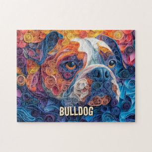 Bulldog Paper Quilling Art Dog Portrait Jigsaw Puzzle