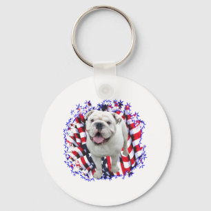 Bulldog Patriot Keychain