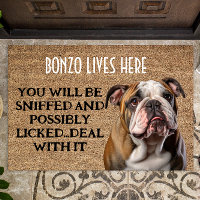 Bulldog personalized funny doormat