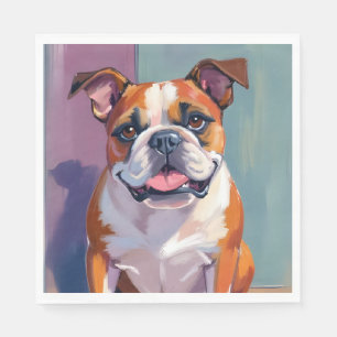 Bulldog Pet Painting Whimsical Watercolor Dog Napkin