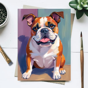 Bulldog Pet Painting Whimsical Watercolor Dog Postcard