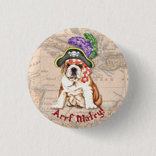 Bulldog Pirate 1 Inch Round Button