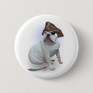 Bulldog pirate 2 inch round button