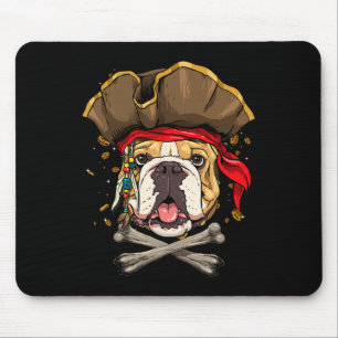 Bulldog Pirate Jolly Roger Crossbones Dog Lover Mouse Pad