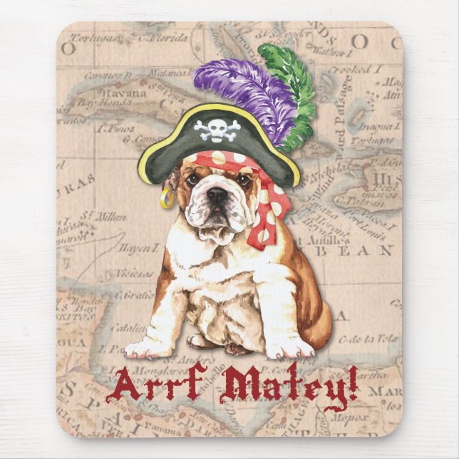 Bulldog Pirate Mouse Pad (Front)