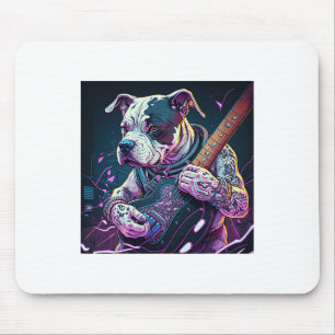 Bulldog Playing Electric Guitar Rock Mouse Pad