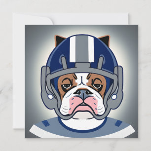 Bulldog Playing Football Card