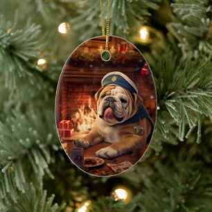 Bulldog Police Lover Pet Ornament Memorial Gift