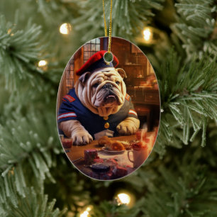Bulldog Police Lover Pet Ornament Memorial Gift