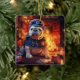 Bulldog Police Lover Pet Ornament Memorial Gift