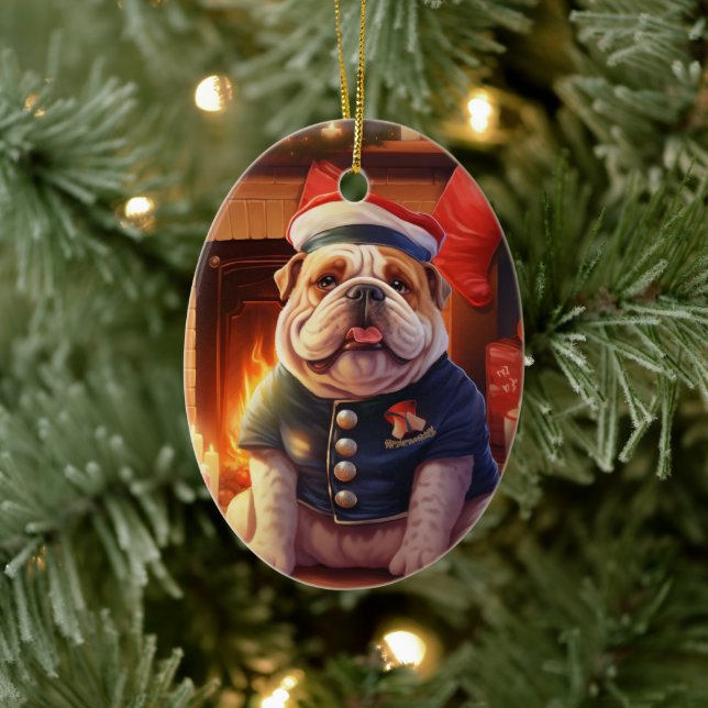Bulldog Police Lover Pet Ornament Memorial Gift (Tree)