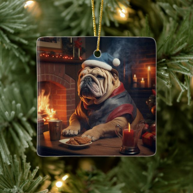 Bulldog Police Lover Pet Ornament Memorial Gift (Tree)