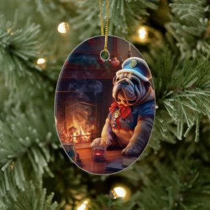 Bulldog Police Lover Pet Ornament Memorial Gift
