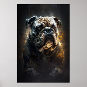Bulldog Portrait Animal Nature Wildlife Painting Poster