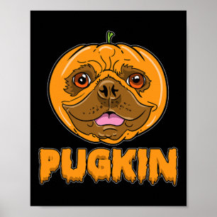 Bulldog Pumpkin Frenchie Pugkin Halloween Poster