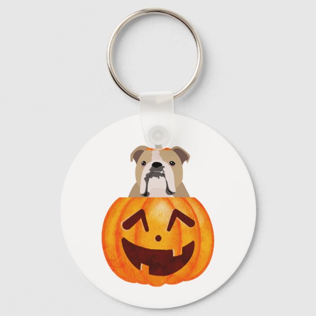 Bulldog Pumpkin    Keychain (Front)