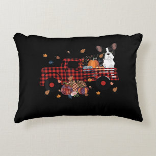 Bulldog Pumpkin Truck Thanksgiving Halloween Gift Accent Pillow