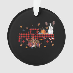 Bulldog Pumpkin Truck Thanksgiving Halloween Gift Ornament